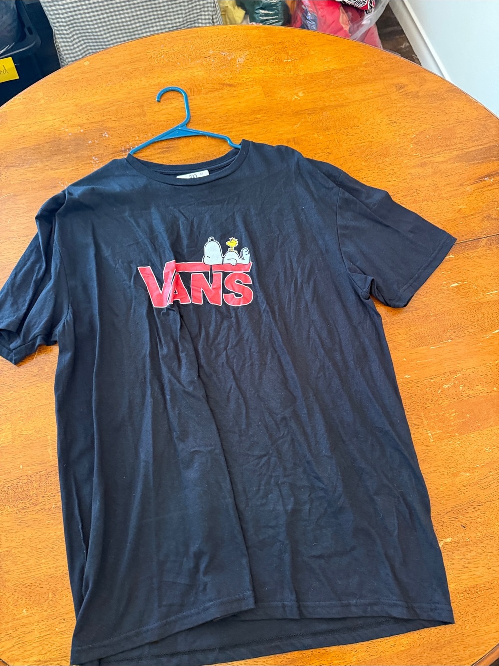 Vans Black Tee with Red Logo and Snoopy Graphic xl